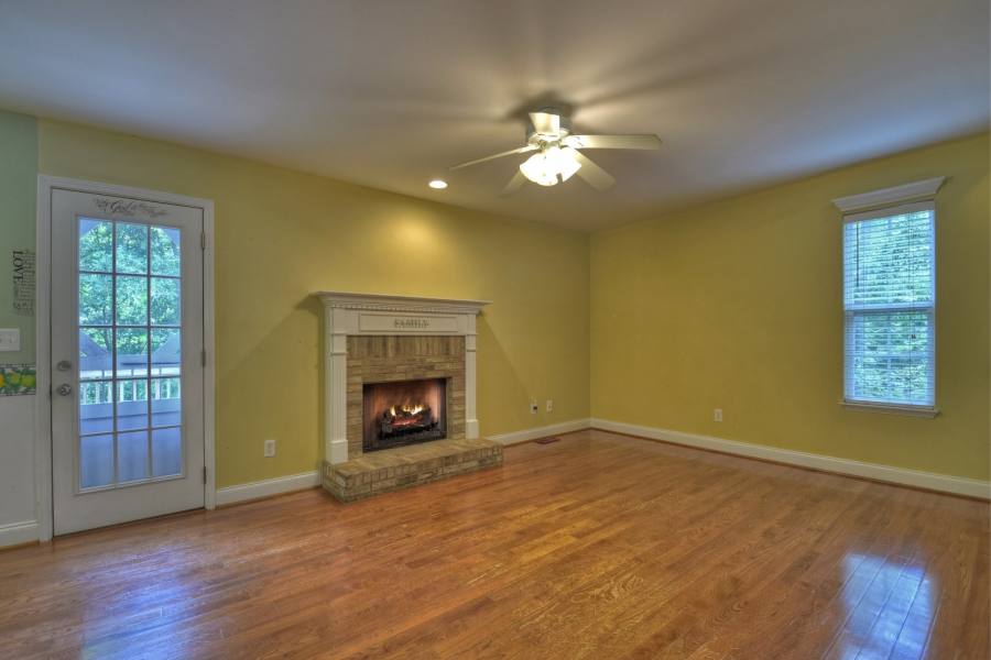 Living room with real fireplace